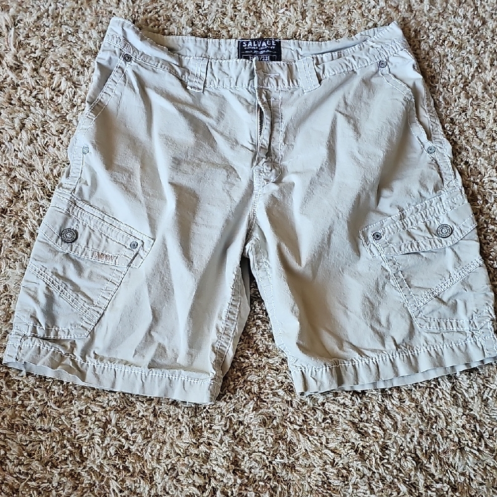 Salvage Suply Company Tan Cargo Shorts Cotton Blend